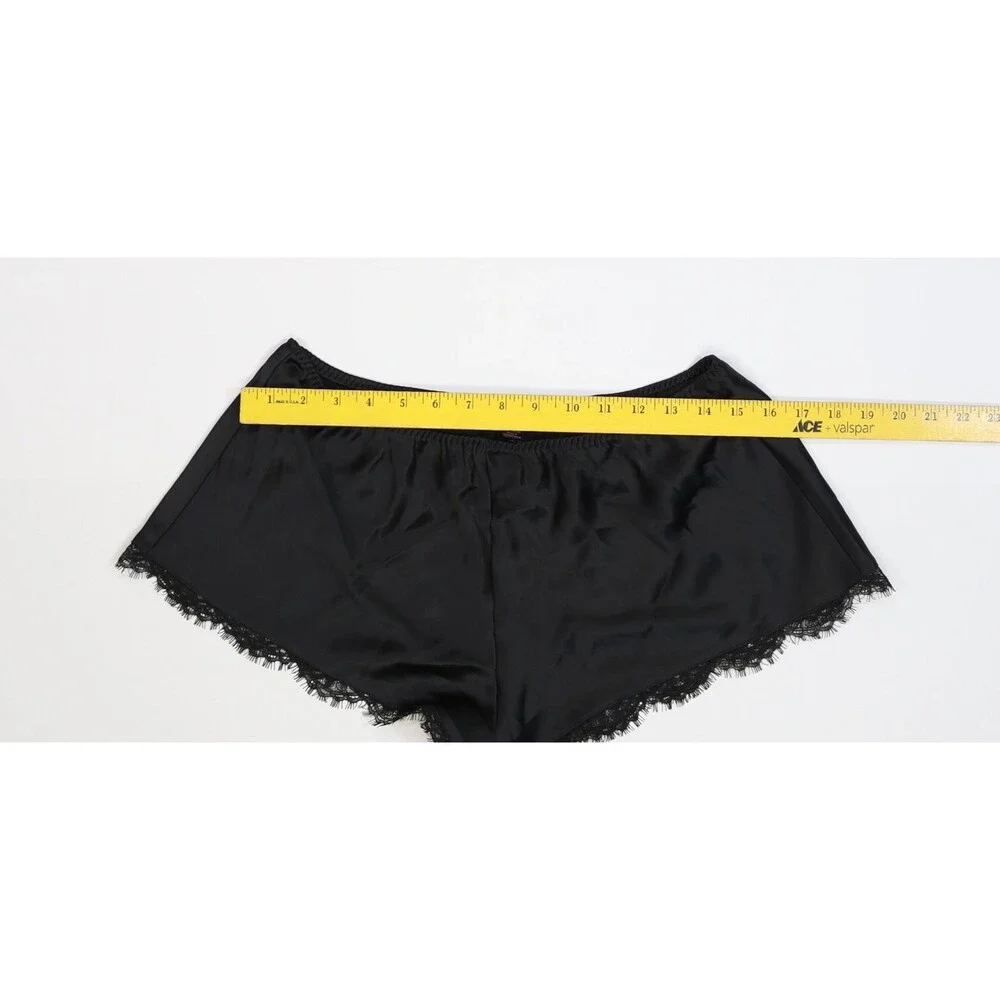 Victoria's Secret Sleep Shorts Womens Medium Black Satin Lace Trim Sleepwear - Picture 3 of 8